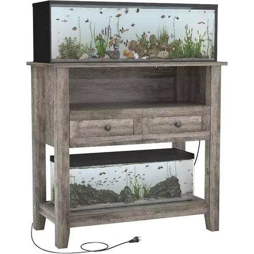 20-29 Gallon Aquarium Rack , 660 Pound Heavy Fish Tank Rack with Drawer and Open Storage Space for Storing Reptile Turtle Tanks