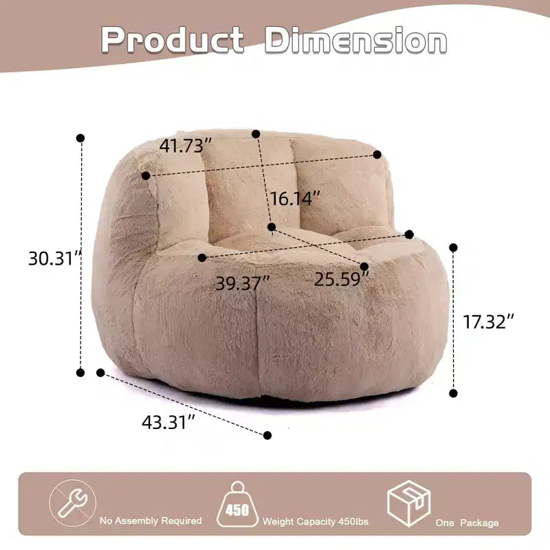 YOSIMFUR Fauteuils poufs géants, Canapé en fausse fourrure multicolore rempli d'éponge déchiquetée, Grand canapé-lit pour salon