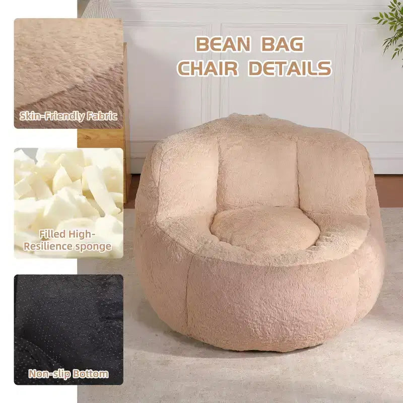 YOSIMFUR Fauteuils poufs géants, Canapé en fausse fourrure multicolore rempli d'éponge déchiquetée, Grand canapé-lit pour salon