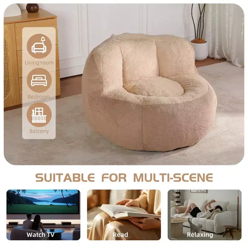 YOSIMFUR Fauteuils poufs géants, Canapé en fausse fourrure multicolore rempli d'éponge déchiquetée, Grand canapé-lit pour salon