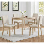 MAYEERTY 5-Piece Modern Dining Table Set for 4, Light Oak + Beige Wooden Set for Kitchen Living Room