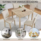 MAYEERTY Ensemble de salle à manger moderne 5 pièces pour 4 personnes, en bois de chêne clair et beige pour cuisine et salon
