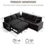 Canapé sectionnel convertible modulaire en L 5 places Dyonery en chenille avec port USB et méridienne de rangement