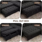 Canapé sectionnel convertible modulaire en L 5 places Dyonery en chenille avec port USB et méridienne de rangement