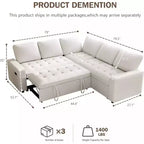 Canapé sectionnel convertible modulaire en L 5 places Dyonery en chenille avec port USB et méridienne de rangement