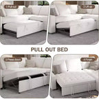 Canapé sectionnel convertible modulaire en L 5 places Dyonery en chenille avec port USB et méridienne de rangement