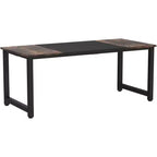 Bureau de Direction Lantine de 179,8 cm, Grand Bureau d'Ordinateur avec Cadre Épais, Poste de Travail Moderne pour Bureau à Domicile, Marron Rustique/Noir