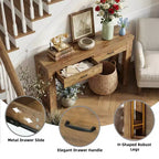 MAYEERTY Table console de ferme de 63 pouces, table d'entrée avec pieds en H et 2 tiroirs