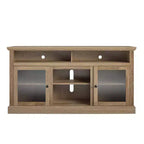 JVNOXK Meuble TV Chicago de 157 cm, pouvant accueillir des téléviseurs jusqu'à 65 pouces, avec finition aspect bois clair, rangement ouvert, couleur naturelle