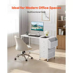 Bureau d'ordinateur VEVOR avec tiroirs en tissu, bureau d'étude et d'écriture réversible de 119,4 cm pour bureau à domicile moderne ou chambre à coucher, blanc