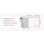 Bureau d'ordinateur VEVOR avec tiroirs en tissu, bureau d'étude et d'écriture réversible de 119,4 cm pour bureau à domicile moderne ou chambre à coucher, blanc