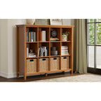 Meuble de rangement 12 casiers transitionnel en BOIS MASSIF Norfolk 48 po x 57 po, brun doré clair