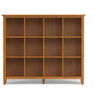 Meuble de rangement 12 casiers transitionnel en BOIS MASSIF Norfolk 48 po x 57 po, brun doré clair