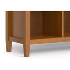 Meuble de rangement 12 casiers transitionnel en BOIS MASSIF Norfolk 48 po x 57 po, brun doré clair