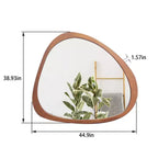 Miroir mural asymétrique en pin massif 45", grand miroir décoratif moderne en forme d'étang organique pour salon - Panipeachy