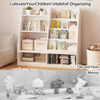 Étagère à livres et rangement de jouets pour enfants, étagère de présentation de livres en bois à 4 niveaux pour salle de jeux ou chambre d'enfant, blanche