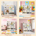 Étagère à livres et rangement de jouets pour enfants, étagère de présentation de livres en bois à 4 niveaux pour salle de jeux ou chambre d'enfant, blanche