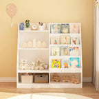 Étagère à livres et rangement de jouets pour enfants, étagère de présentation de livres en bois à 4 niveaux pour salle de jeux ou chambre d'enfant, blanche