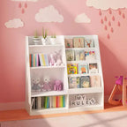 Étagère à livres et rangement de jouets pour enfants, étagère de présentation de livres en bois à 4 niveaux pour salle de jeux ou chambre d'enfant, blanche