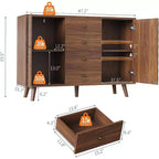 Buffet de ferme de 120 cm avec 4 tiroirs et 2 portes, grand meuble de rangement pour cuisine, salle à manger et salon