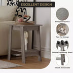 Table d'appoint à 2 niveaux avec étagère inférieure, table de chevet, petite table d'appoint carrée pour canapé, lit et entrée, style ferme et assemblage facile