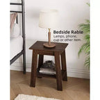 Table d'appoint à 2 niveaux avec étagère inférieure, table de chevet, petite table d'appoint carrée pour canapé, lit et entrée, style ferme et assemblage facile