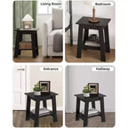 Table d'appoint à 2 niveaux avec étagère inférieure, table de chevet, petite table d'appoint carrée pour canapé, lit et entrée, style ferme et assemblage facile