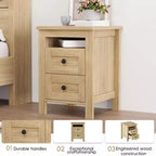 MAYEERTY Chambre complète 3 pièces avec tête de lit de rangement à portes coulissantes doubles, table de chevet de rangement avec station de recharge et commode pour chambre à coucher Naturel