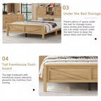 MAYEERTY Chambre complète 3 pièces avec tête de lit de rangement à portes coulissantes doubles, table de chevet de rangement avec station de recharge et commode pour chambre à coucher Naturel