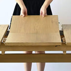 Ensemble table à manger extensible 6/8 places, Meubles de salle à manger Japandi, Chaises à dossier en corde avec sièges rembourrés beiges-Panipeachy