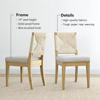 Ensemble table à manger extensible 6/8 places, Meubles de salle à manger Japandi, Chaises à dossier en corde avec sièges rembourrés beiges-Panipeachy