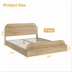 Cadre de lit. Lits en bois avec tête de lit de rangement et pied de lit surélevé. Lit plateforme bas pour chambre à coucher