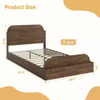 Cadre de lit. Lits en bois avec tête de lit de rangement et pied de lit surélevé. Lit plateforme bas pour chambre à coucher
