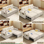 MooxvMoo Canapé-lit 2 places avec lit gigogne, poches et USB, style moderne, pour salon, beige, 73 Queen Size