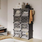 Étagère à chaussures amovible à 8 niveaux, organisateur extensible pour 32 paires avec porte pour entrée et chambre, noire
