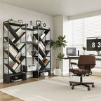 Étagère industrielle à 6 niveaux, Bibliothèque en bois à 24 casiers pour salon/bureau