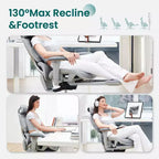 Chaise de bureau ergonomique en maille Ora Maison avec repose-pieds, soutien lombaire et accoudoirs 3D