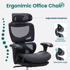 Chaise de bureau ergonomique en maille Ora Maison avec repose-pieds, soutien lombaire et accoudoirs 3D