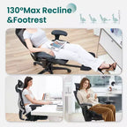 Chaise de bureau ergonomique en maille Ora Maison avec repose-pieds, soutien lombaire et accoudoirs 3D