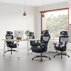 Chaise de bureau ergonomique en maille Ora Maison avec repose-pieds, soutien lombaire et accoudoirs 3D