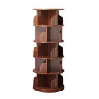 Étagère à Livres Moderne Rotative à 360°, Bibliothèque d'Angle Naturelle à 5 Niveaux sur Pied pour Petits Espaces, Étagère de Présentation Ronde pour Salon-Panipeachy
