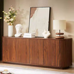 Fluted Walnut TV Stand for TVs Up to 75 inch,Mid Century Modern TV Console for Living Room, Television Stands