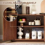 Meuble TV cannelé en noyer pour téléviseurs jusqu'à 75 pouces, meuble TV moderne du milieu du siècle pour salon, supports de télévision