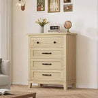 34.8 Vertical 4-Drawer Dresser with Anti-Tip Safety - Wooden Closet Chest for Bedroom Living Room Storage