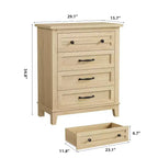 34.8 Commode verticale à 4 tiroirs avec sécurité anti-basculement - Meuble de rangement en bois pour chambre à coucher ou salon