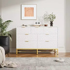 Commode 7 tiroirs, meuble de rangement moderne et épuré pour placard, blanc