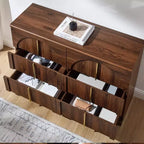 Commode de chambre à 6 tiroirs, 120 cm de large, en bois avec poignées en métal, organiseur de rangement moderne pour chambre à coucher, salon, couloir