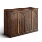 Commode de chambre à 6 tiroirs, 120 cm de large, en bois avec poignées en métal, organiseur de rangement moderne pour chambre à coucher, salon, couloir