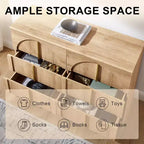 Commode de chambre à 6 tiroirs, 120 cm de large, en bois avec poignées en métal, organiseur de rangement moderne pour chambre à coucher, salon, couloir