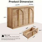 Commode de chambre à 6 tiroirs, 120 cm de large, en bois avec poignées en métal, organiseur de rangement moderne pour chambre à coucher, salon, couloir